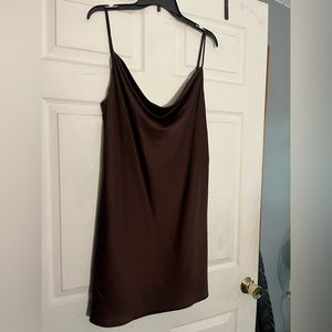 Garage brown satin slip dress